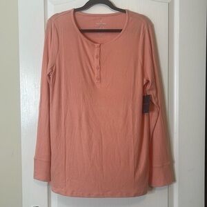 Tommy John Loungewear Downtime Long Sleeve Henley Peach XXL